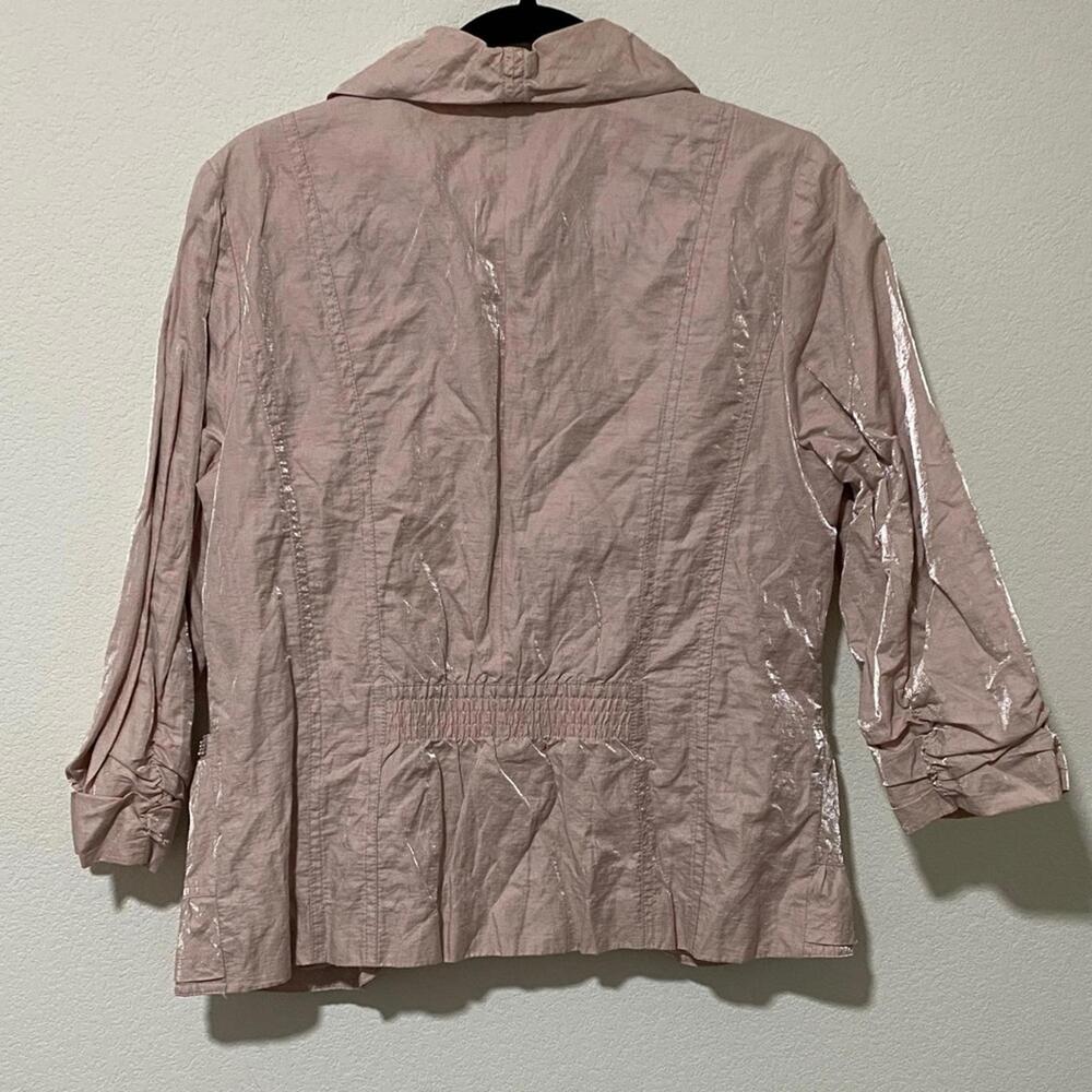 Shimmer Shiny Blush Pink Women's Jacket Metallic Y2K Glam Cocktail - Picture 2 of 6